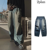 【2plan】Loop Cat Washed Balloon Fit Denim Pants