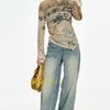 ELF SACK Tシャツ・カットソー ELFSACKキュート プリント アシンメトリー 長袖tシャツ トップス(8)