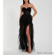 Mac duggal エレガント フェザースカート ロングドレス ブラック