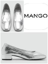 スペイン発送 MANGO ひび割れたヒールの靴 シルバー 数量限定！