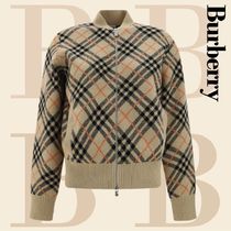 ■BURBERRY-チェック柄 ニット ジップアップ ボンバージャケット