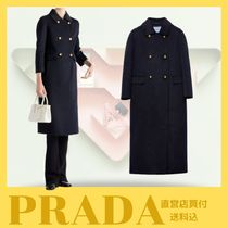 新作☆【PRADA】ダブルブレスト カシュゴラ コート（青）