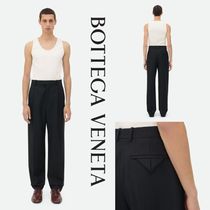 新作【Bottega Veneta】ストライプ ウール パンツ、ブラック