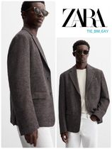 スペイン発送 ZARA 千鳥格子ブレザー ブラウンブルー エレガント