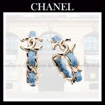 25P☆デニムがオシャレ【CHANEL】シャネル CCロゴ ループピアス