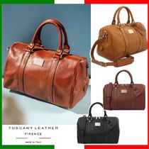 イタリア製マットなヌメ革 旅行ボストンバッグ Tuscany Leather