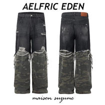 【AELFRIC EDEN】迷彩レイヤー☆ダメージハーフデニム