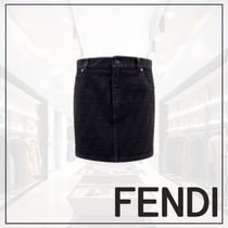 FENDI レディース FFロゴ まデニム ミニスカート ブラック