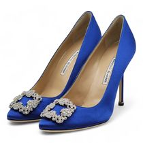 Manolo Blahnik Hangisi Jewel Buckle Pumps Blue