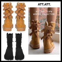 【att.】Winter fur ribbon boots 防寒ブーツ / 追跡付