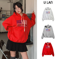 【U LAN】American Brushed Printing Over Hood