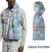 直営品《LOUIS VUITTON》ストール LV バーズ ダミエ デニム