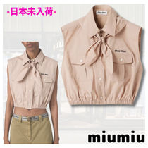 【直営店】MiuMiu スカーフ付きノースリーブ ポプリン シャツ