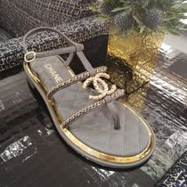 CHANEL　シャネル　サンダル  グレー