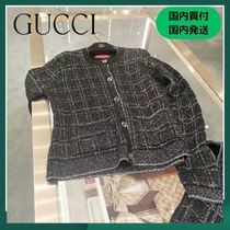 【GUCCI 】グッチ GGツイード ジャケット ダークグレー＆グレー