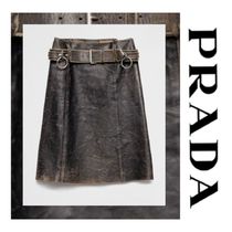 注目の新作♪【PRADA】ショート レザースカート:日本未入荷