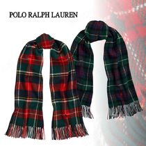 【POLO RALPH LAUREN】チェック フリンジトリム ウール マフラー