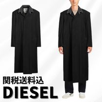 残り1点【DIESEL】コート☆黒 スリット入り 無地 ウール ボタン