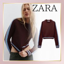 【ZARA】コントラストパイピングクロップド丈ニットセーター