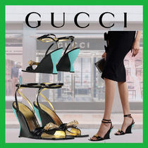 【関税込み】☆GUCCI☆ ツートン装飾ウェッジサンダル