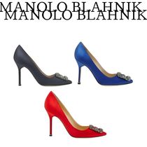 【MANOLO BLAHNIK】ハンギシ  サテンジュエルバックルパンプス