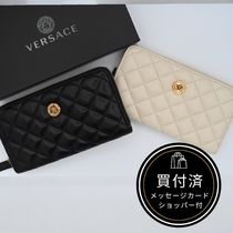 国内即発【VERSACE】ラウンドジップ　長財布 キルティング