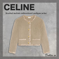 新作【CELINE】Brushed mohair embroidered cardigan jacket