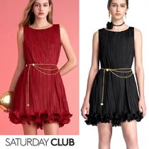 SaturdayClub プリーツ　ノースリーブ　ミニワンピース　上品