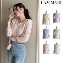 【I AM MARI】Spring Ersa Heart Neck Ribbed T-Shirt