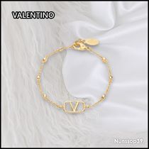 《VALENTINO》 ガラバニ Vロゴ クリスタル ブレスレット