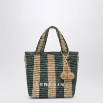 Bonpoint Beige/green striped bag in raffia