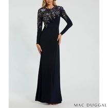 Mac duggal 装飾 花柄レース 長袖 ロングドレス マザーズドレス