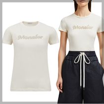 【MONCLER】パール刺繍 ロゴ入り コットン製 半袖Tシャツ /white