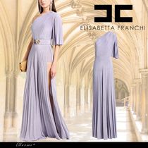 ERISABETTA FRANCHI ロングドレス ニット プリーツ スリット