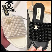 【華やかな印象へ♪】CHANEL サンダル ccロゴ パール