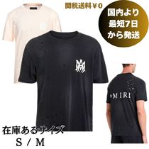 【アミリ】ロゴ半袖Tシャツ クルーネック ダメージ加工 コットン