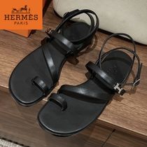 Hバックルがポイント細身【HERMES】ストラップサンダル