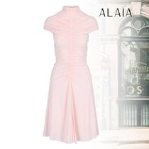 ALAIA ギャザードミディドレス フェミニンなエレガンス