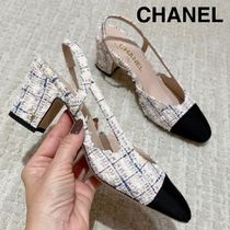 【新作/エレガント】CHANEL 25P ツイードスリングバックシューズ