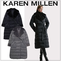 【Karen Millen】フェイクファー裏地ベルト付きロングコート