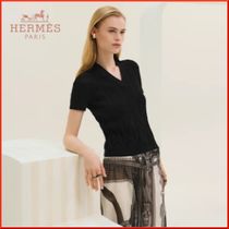 シンプルブラック♪【HERMES】半袖セーター