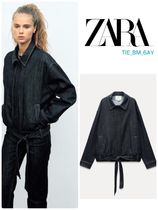 スペイン発送 ZARA TRF ベルト付きデニムジャケット カジュアル