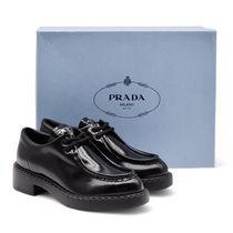 Prada triangle logo brushed leather oxford shoes 35