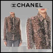 【2025年SS 最新作♪】CHANEL CCロゴ 総柄  シアーブラウス