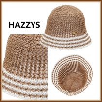 ギフトok◆HAZZYS◆ベージュストライプ綿混紡バケットハット