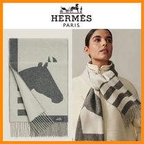 HERMES マフラー カシミヤ ラブストーリー noir gris clair