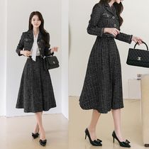 Doublic Tweed Crop Jacket + Skirt Suit Set