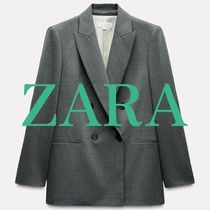 【ZARA】ダブルブレスト仕様ショルダーパッド入りブレザー