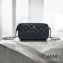 VINTAGE●CHANEL●チェーン付き クラッチ ラムスキン