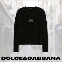 新品★DOLCE&GABBANA■ロゴプレート付きリップドVネックセーター